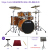 YAMAHAヤマハ棚ドラムス成人舞台演唱子供のしめのジャズドラムム「はちみつ琥珀色」5つのドラム3镫架（蒸片を含む）＋プロシュート用のプレゼグ